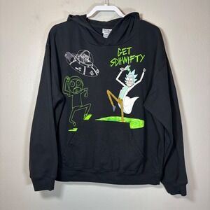 Rick and Morty Adult Swim Get Schwifty Graphic Hoodie Black XL Womens‎